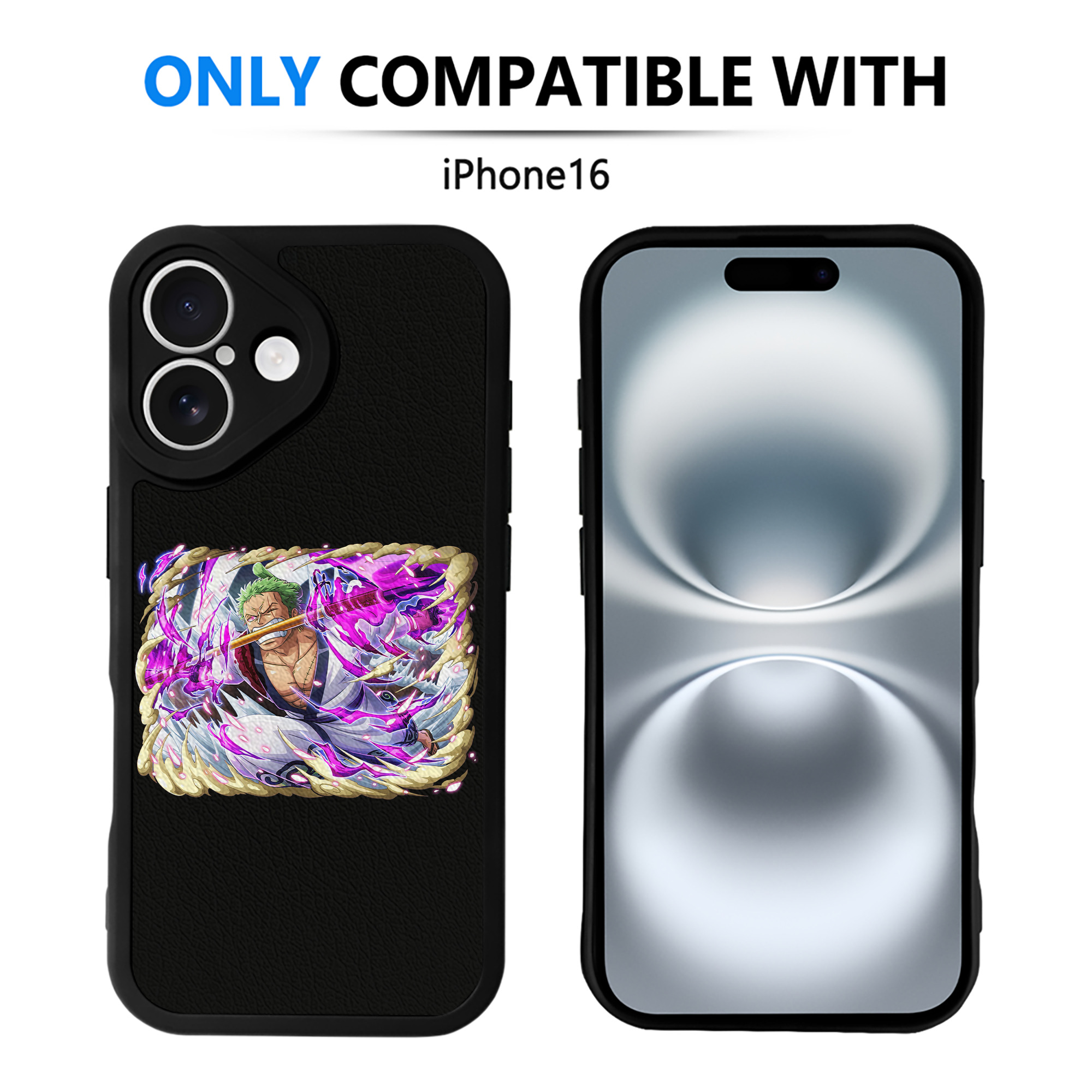 （画像用） ワンピース ロロノア・ゾロ ONE PIECE Roronoa Zoro 【iPhone 16シリーズ対応】シリコンスマホケース（レザー調） 材質：シリコン